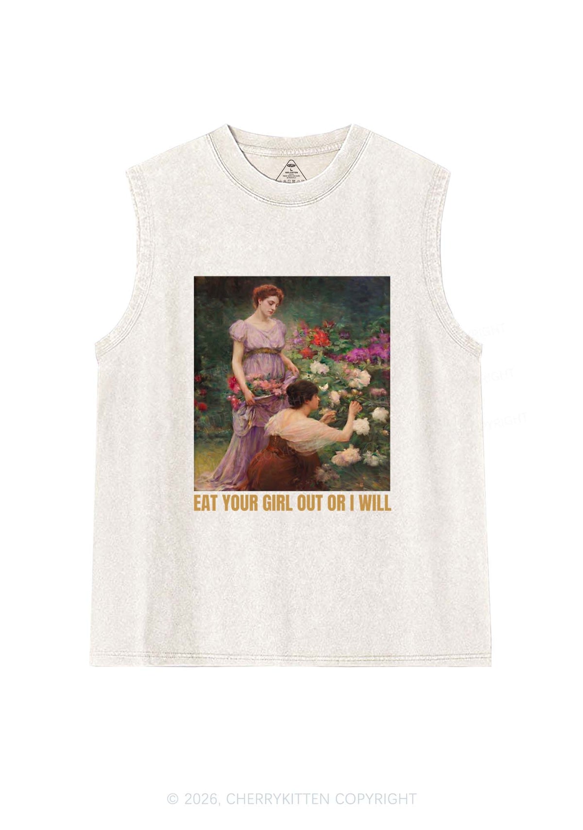 Eat Your Girl Out Painting Pride Y2K Washed Muscle Tank Cherrykitten