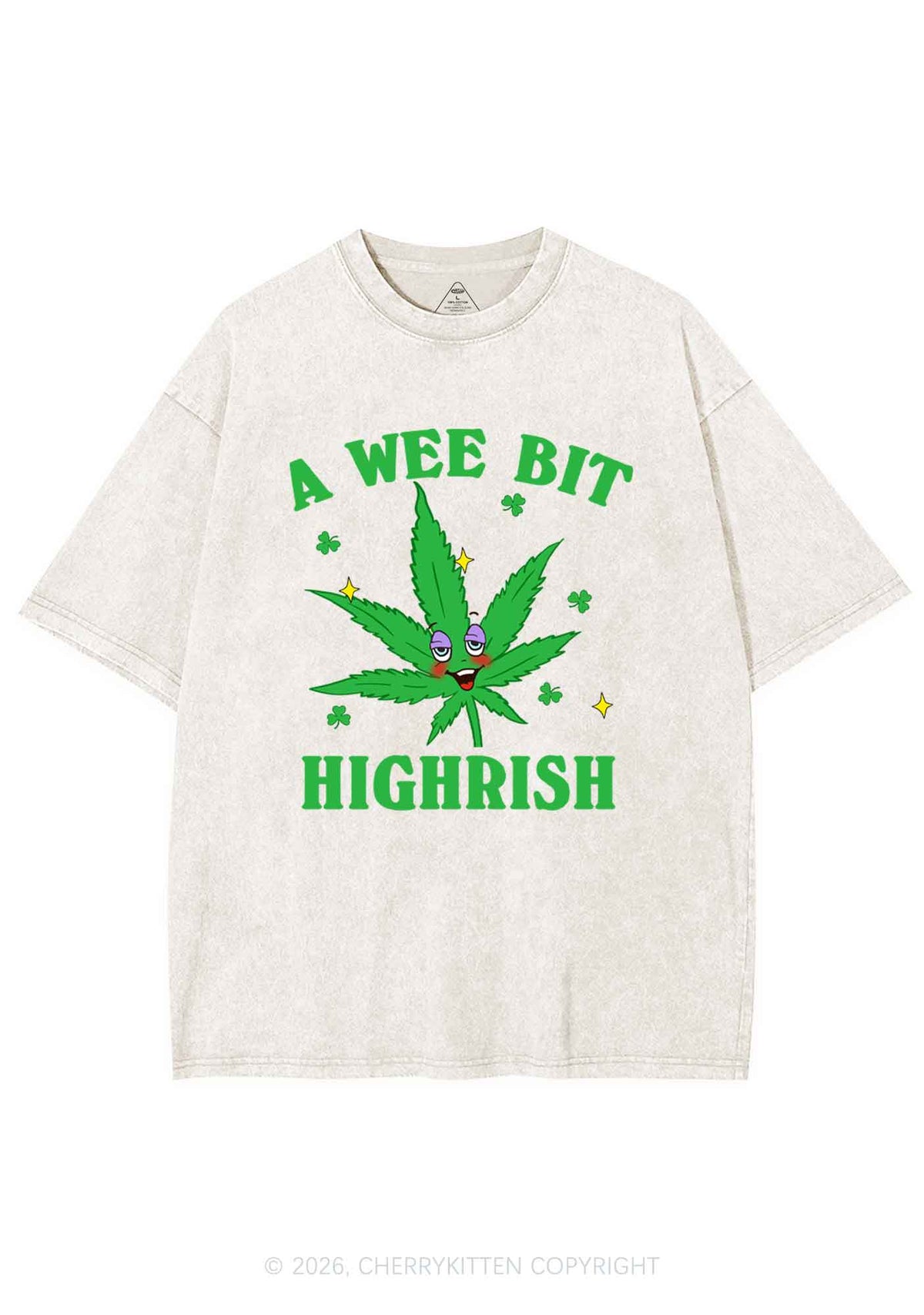 A Wee Bit Highrish St Patricks Y2K Shirts Washed Tee Cherrykitten