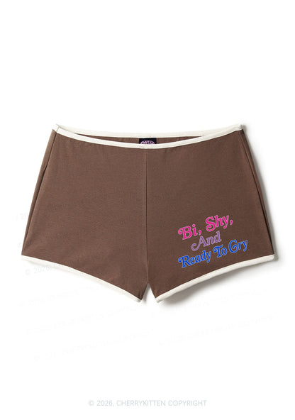Bi Shy And Ready To Cry Pride Y2K Booty Shorts Cherrykitten