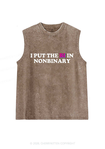 I Put The Bi In Nonbinary Pride Y2K Washed Muscle Tank Cherrykitten