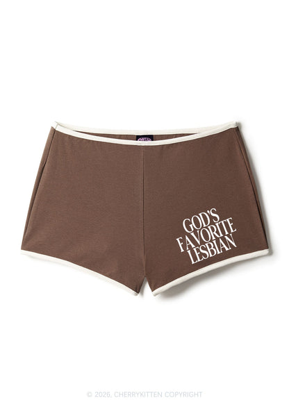 Gods Favorite Lesbian Pride Y2K Booty Shorts Cherrykitten