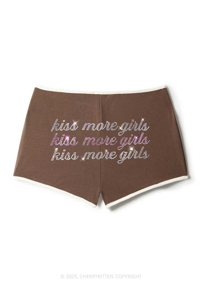 Rhinestone Kiss More Girls Pride Y2K Booty Shorts Cherrykitten