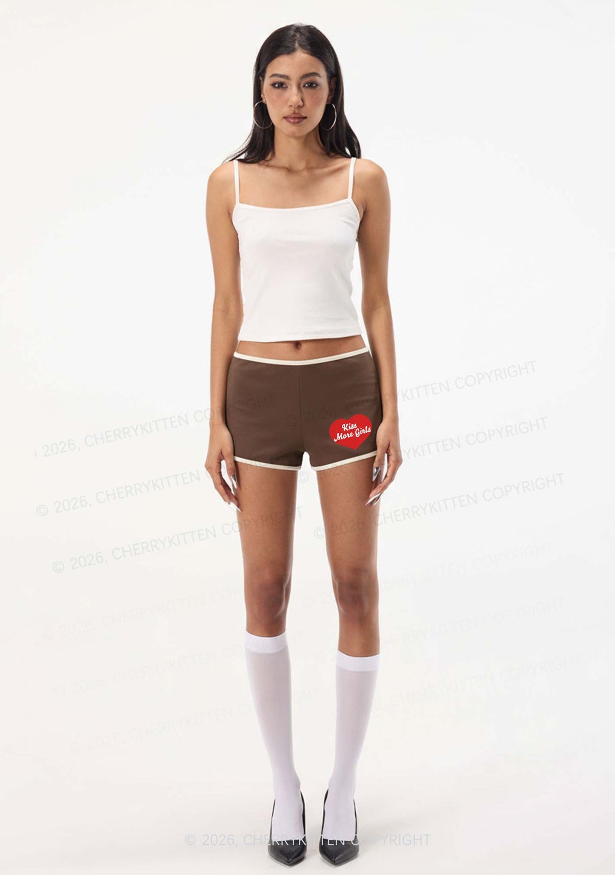 Kiss More Girls Pride Y2K Booty Shorts Cherrykitten
