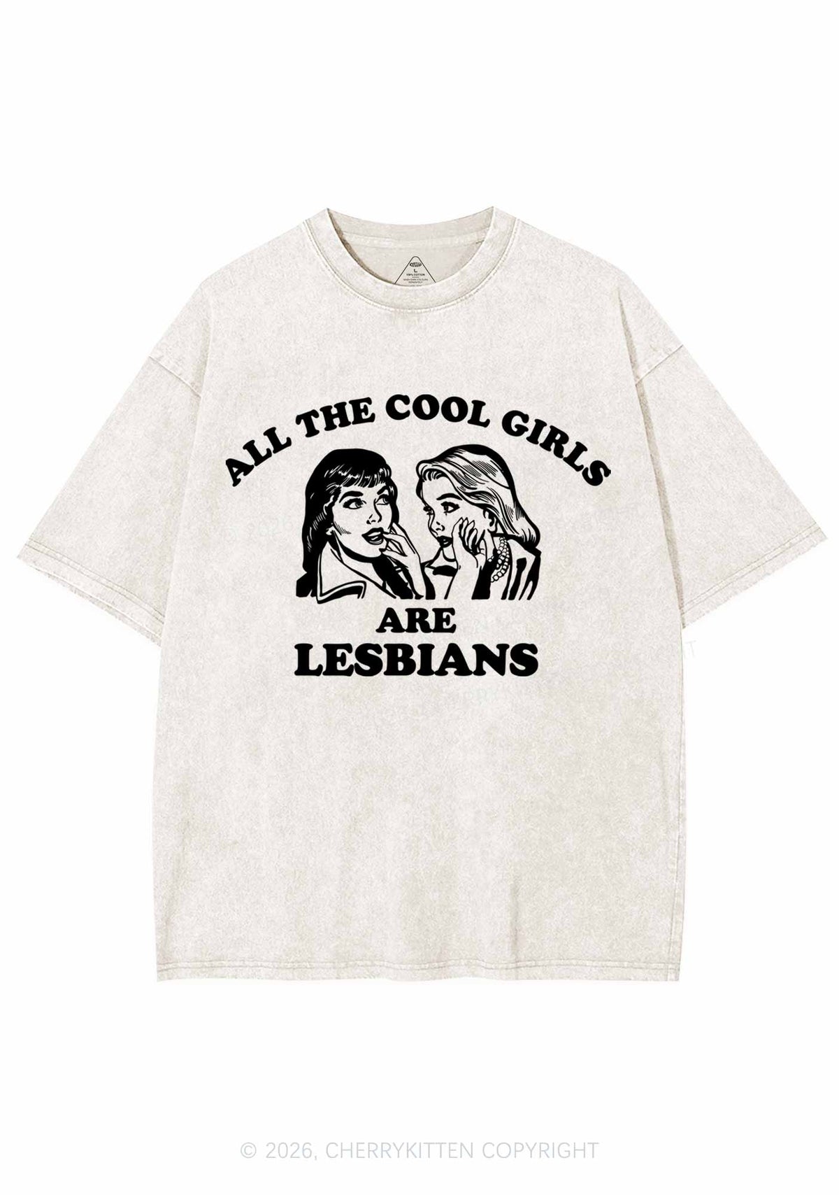 Cool Girls Lesbians Pride Y2K Shirts Washed Tee Cherrykitten