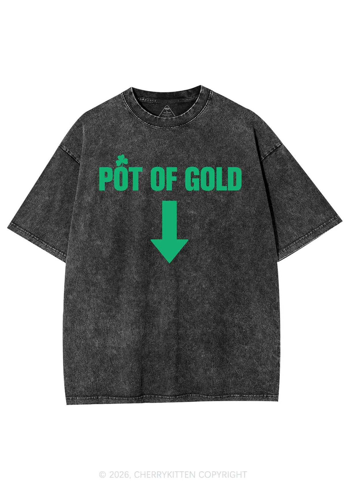 Pot Of Gold St Patricks Y2K Shirts Washed Tee Cherrykitten