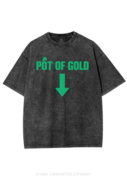 Pot Of Gold St Patricks Y2K Shirts Washed Tee Cherrykitten