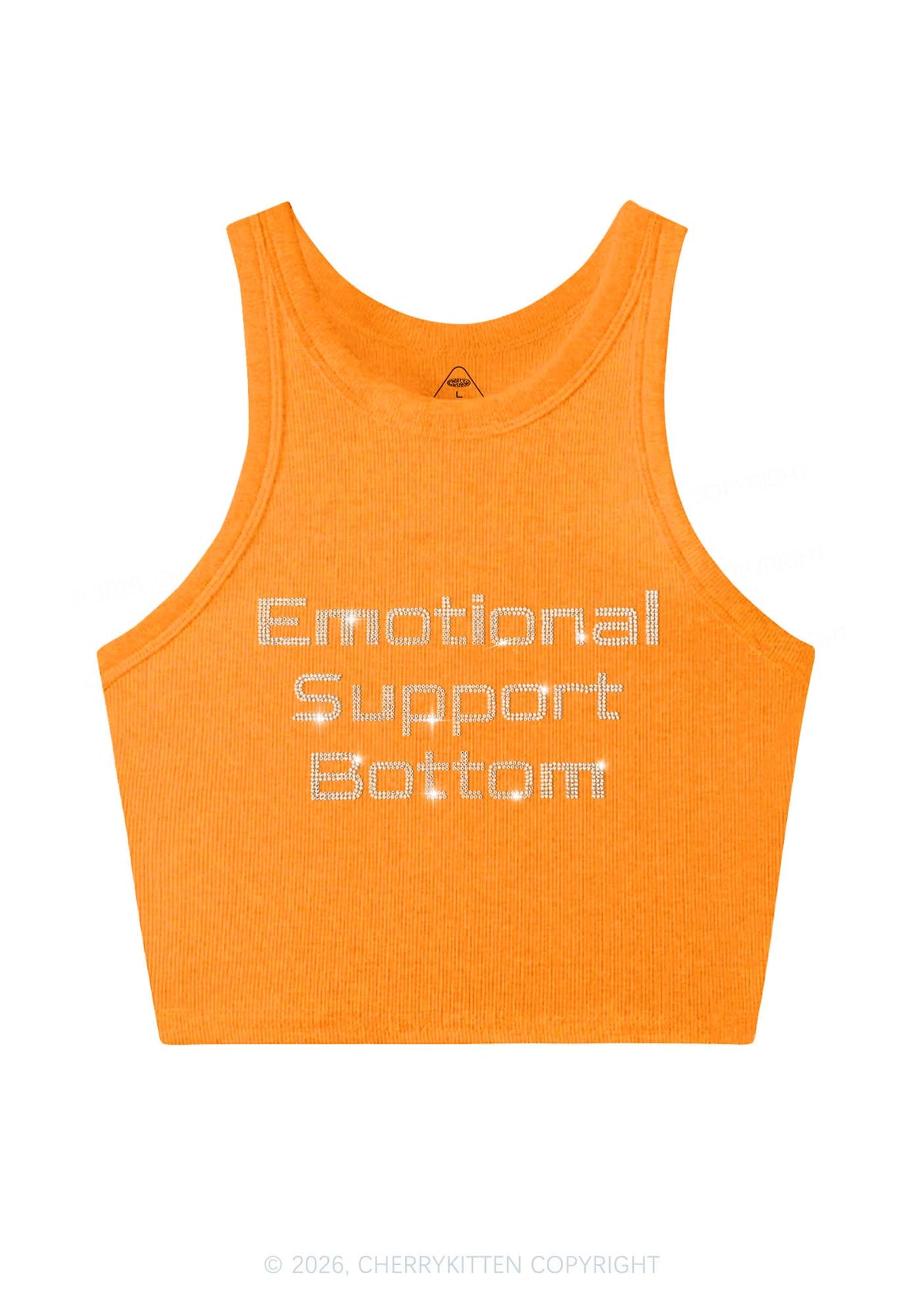 Rhinestone Emotional Support Bottom Pride Y2K Crop Tank Top Cherrykitten