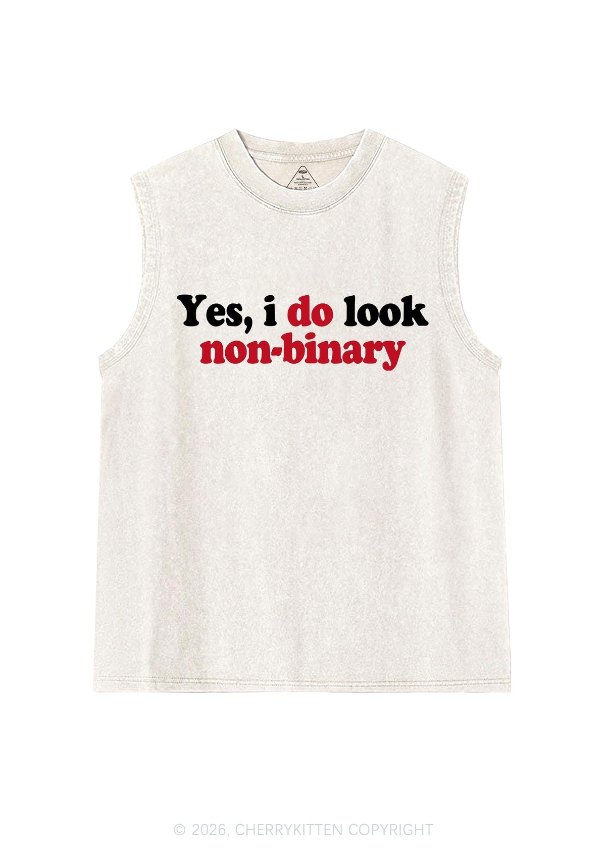 I Do Look Nonbinary Pride Y2K Washed Muscle Tank Cherrykitten