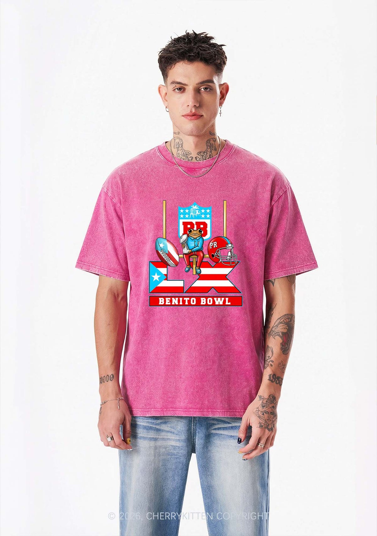 Pink Frog Y2K Shirts Washed Tee Cherrykitten