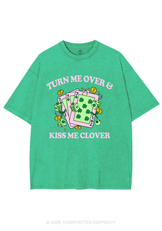 Kiss Me Clover Cards St Patricks Y2K Shirts Washed Tee Cherrykitten