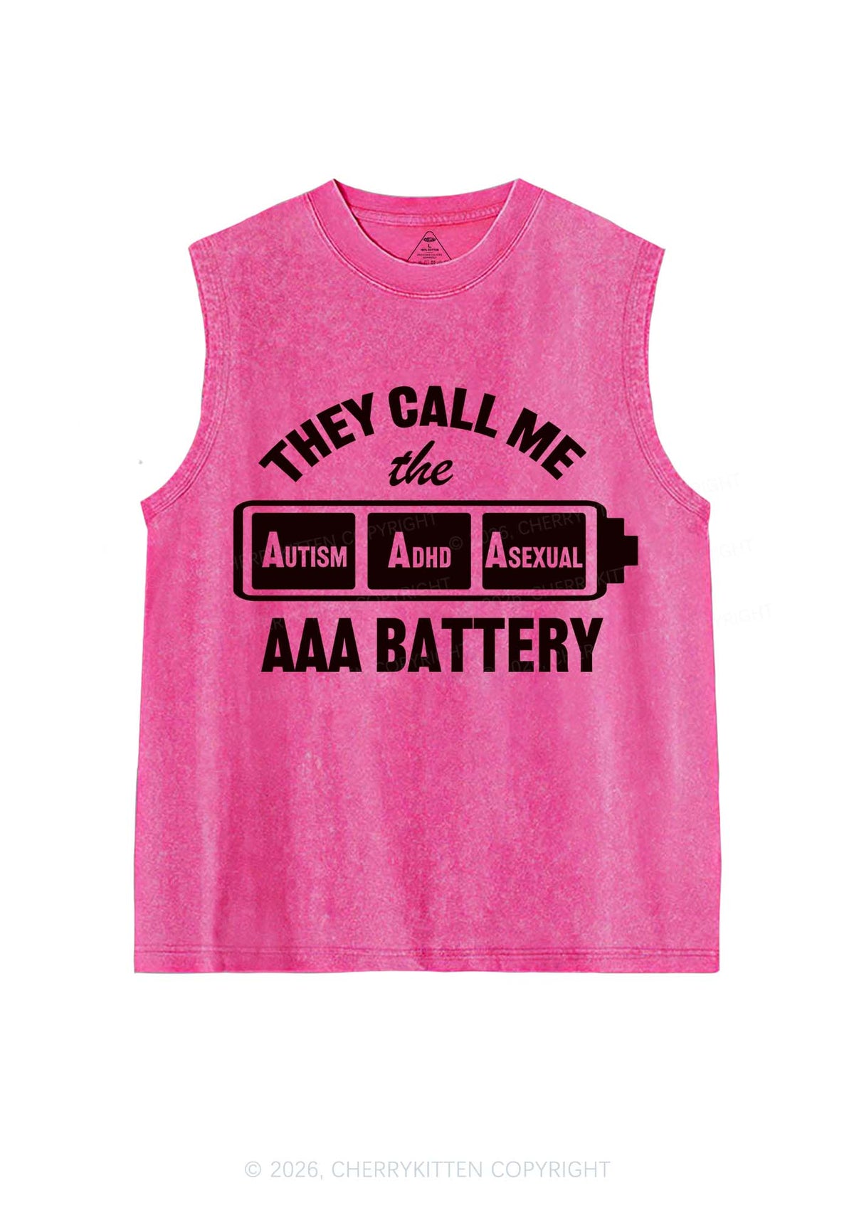 They Call Me AAA Battery Pride Y2K Washed Muscle Tank Cherrykitten