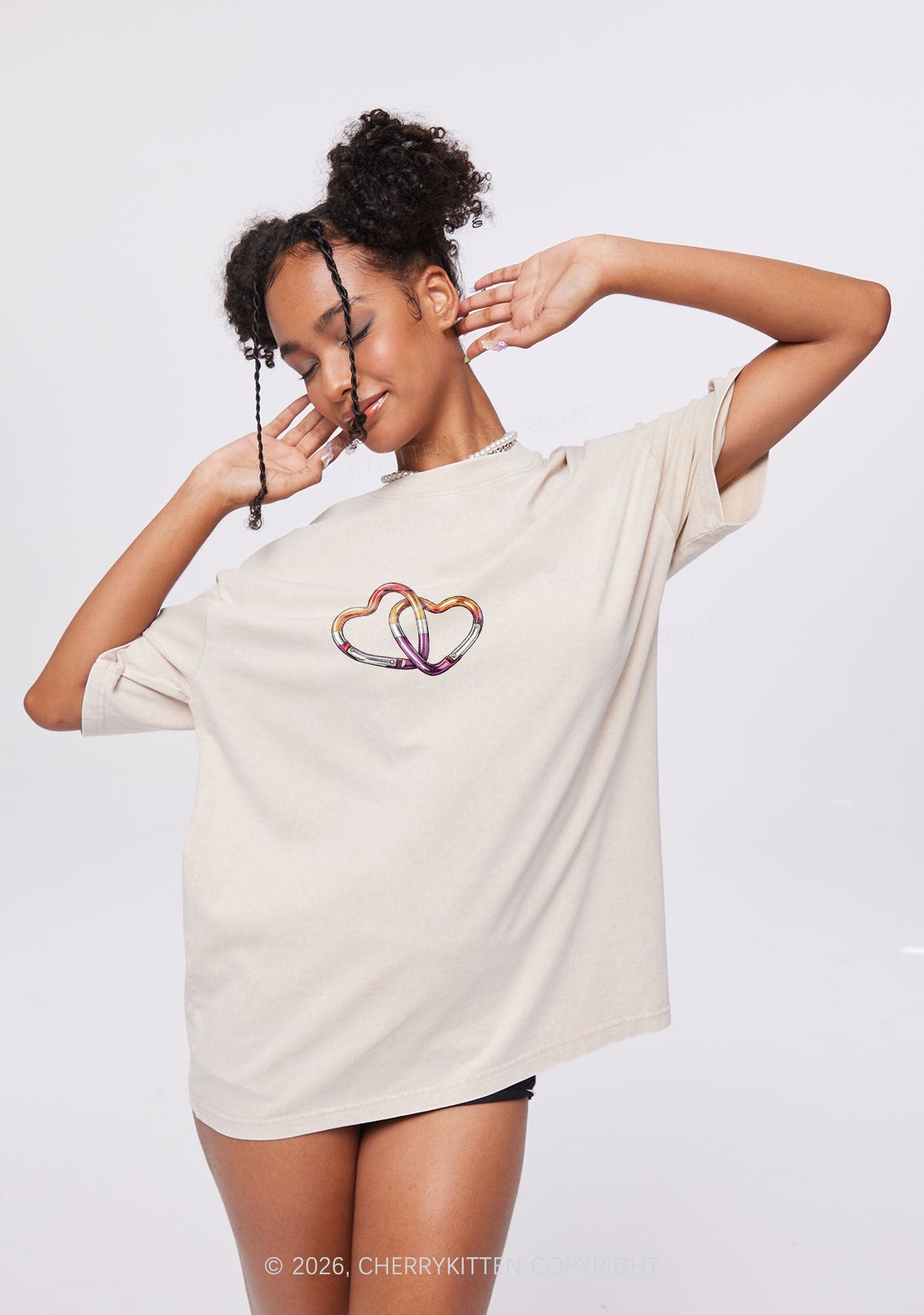 Carabiner Hearts Pride Y2K Shirts Washed Tee Cherrykitten