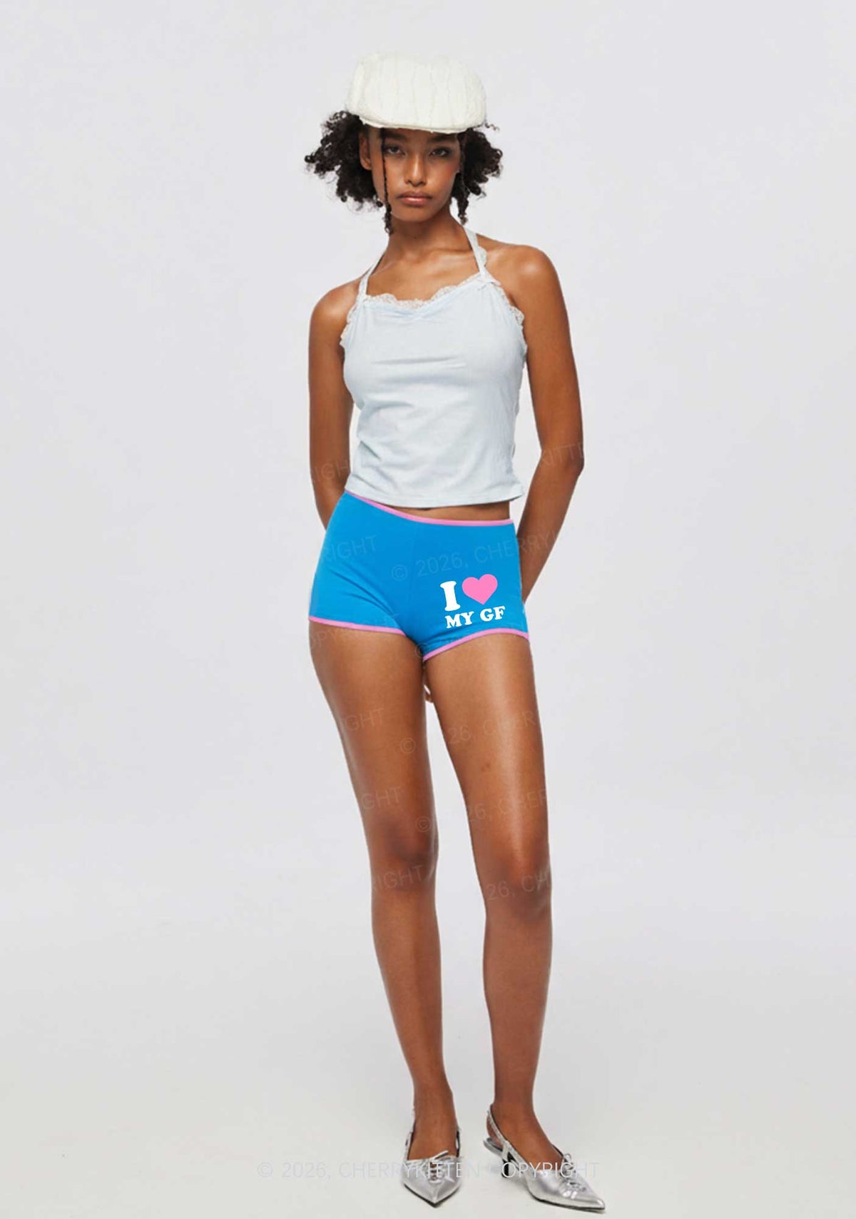 I Love My GF Valentine's Day Y2K Booty Shorts Cherrykitten