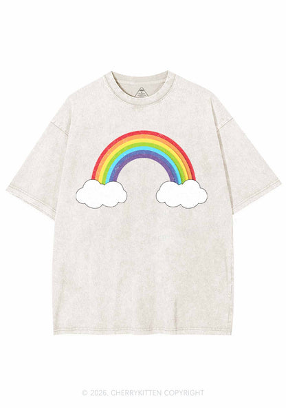 Rainbow Cloud Pride Y2K Shirts Washed Tee Cherrykitten