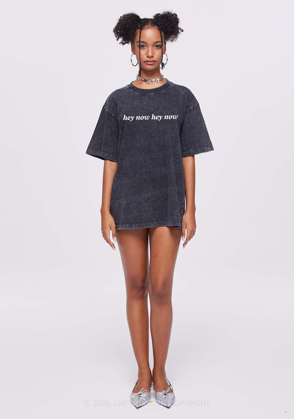 Hey Now Y2K Shirts Washed Tee Cherrykitten