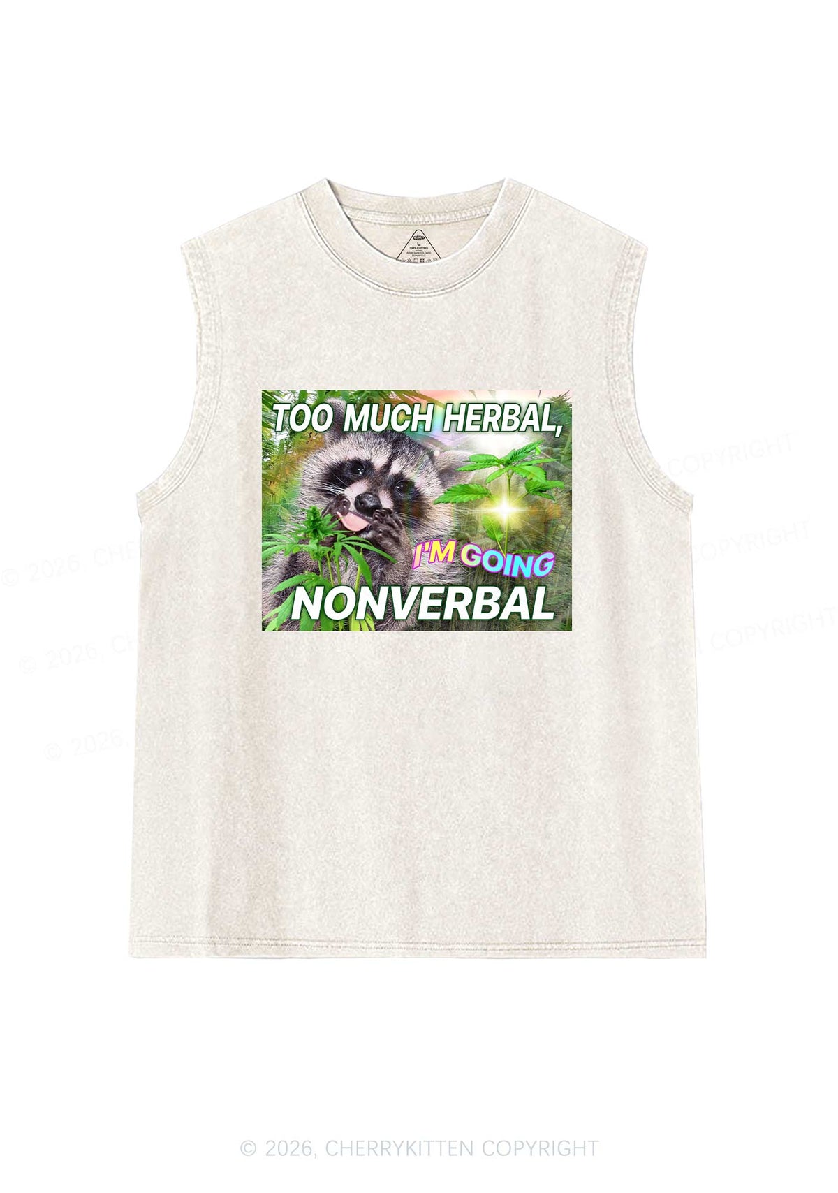 Im Going Nonverbal Y2K Washed Muscle Tank Cherrykitten