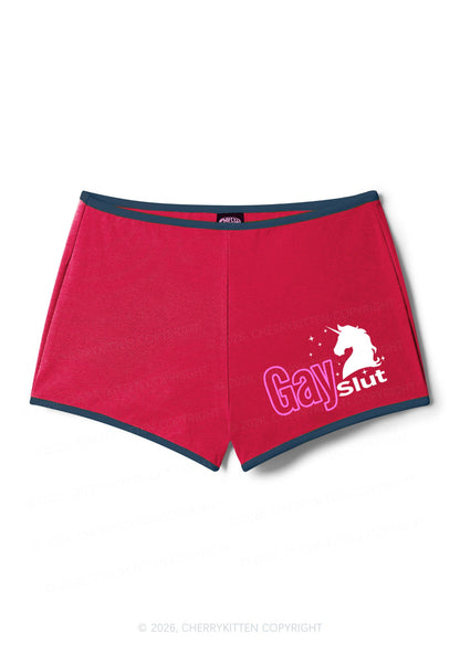 Gay Slxt Unicorn Pride Y2K Booty Shorts Cherrykitten