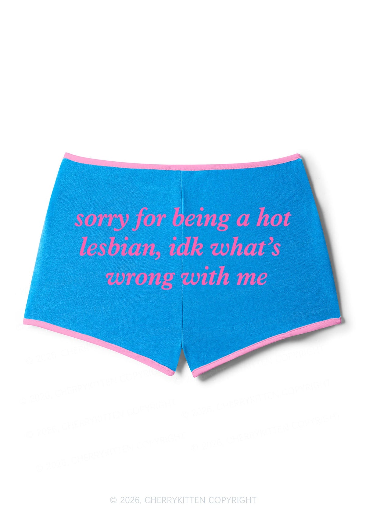 Sorry For Being Hot Lesbian Pride Y2K Booty Shorts Cherrykitten