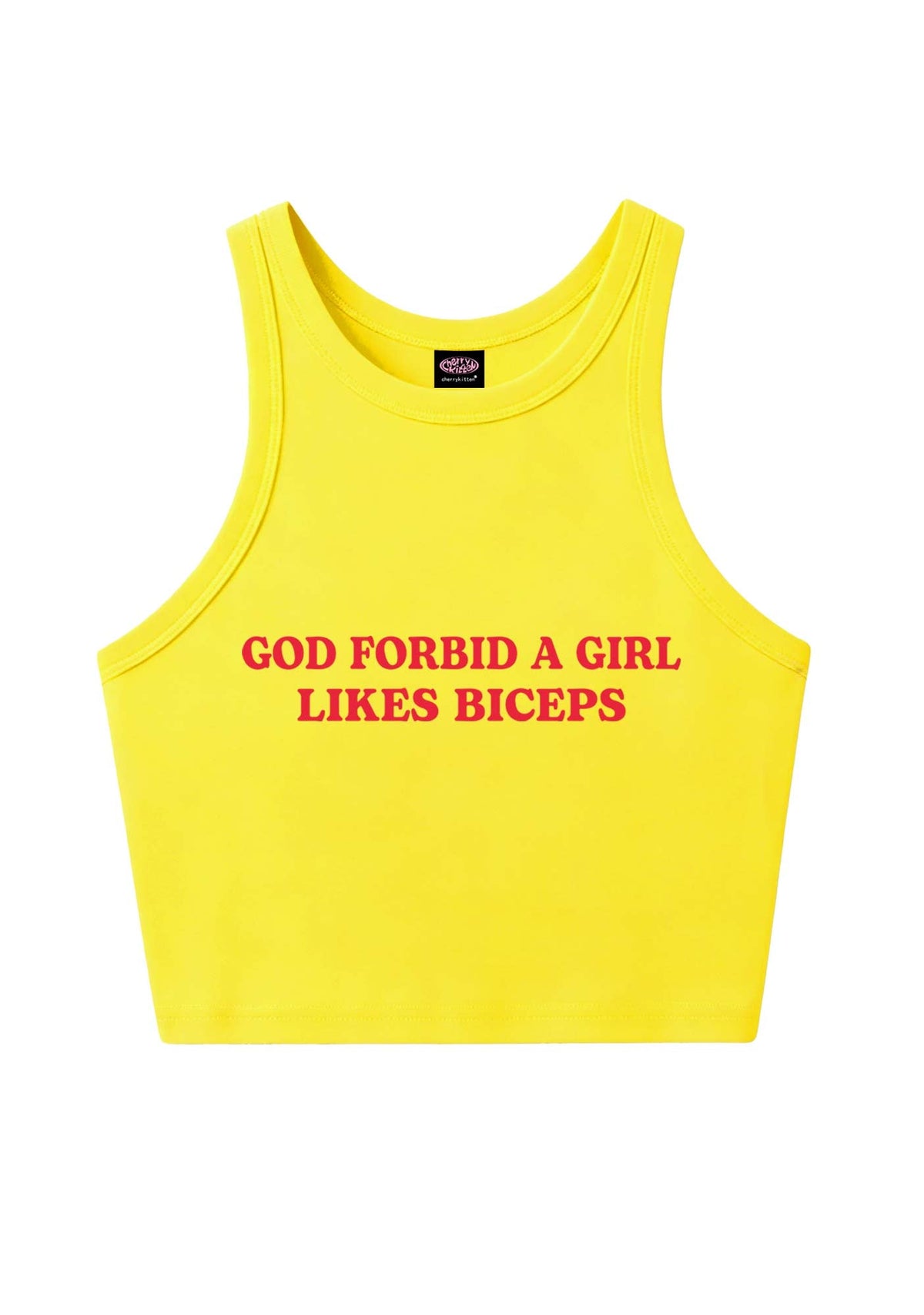 God Forbid A Girl Likes Biceps Y2K Crop Tank Top Cherrykitten
