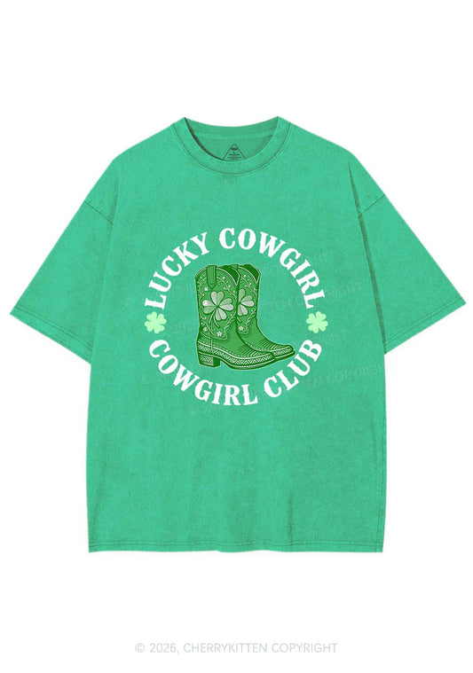 Lucky Cowgirl Club St Patricks Y2K Shirts Washed Tee Cherrykitten