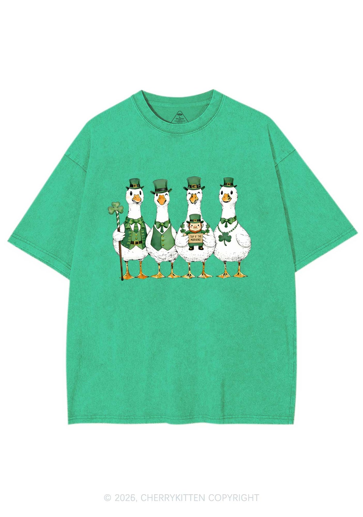 Irish Goose Gang St Patricks Y2K Shirts Washed Tee Cherrykitten