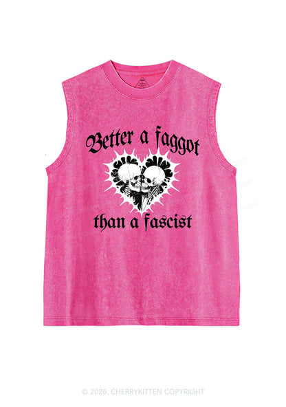 Better Faggot Than Fascist Pride Y2K Washed Muscle Tank Cherrykitten