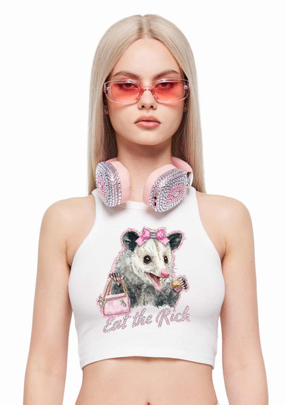 Eat The Rich Possum Y2K Crop Tank Top Cherrykitten
