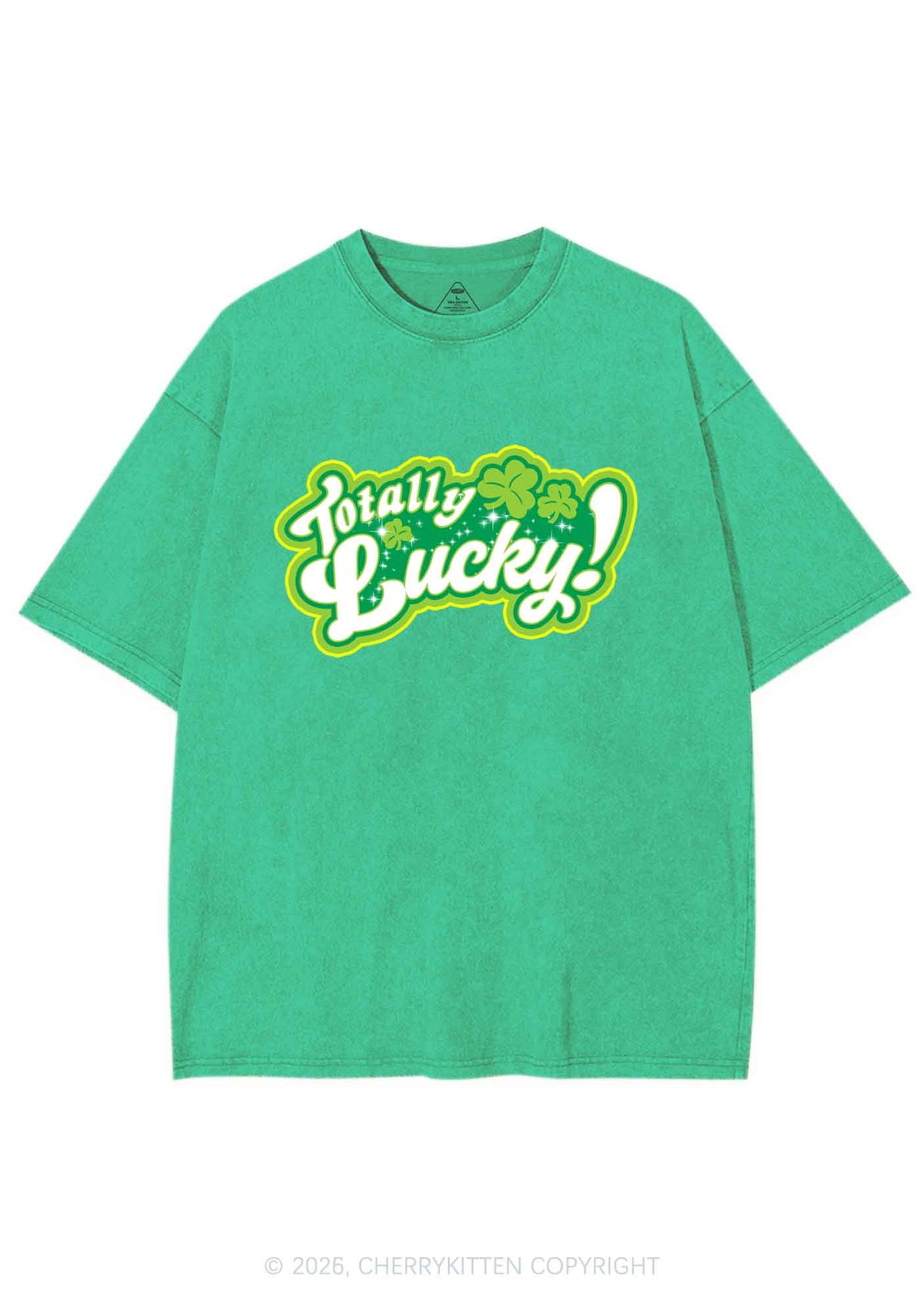 Totally Lucky St Patricks Y2K Shirts Washed Tee Cherrykitten