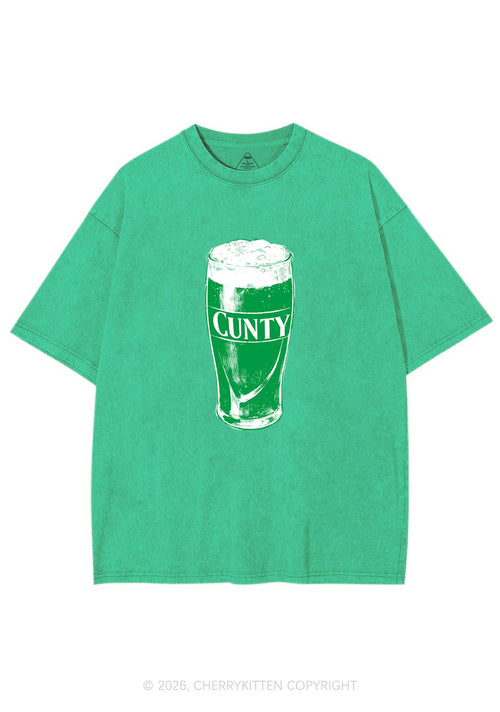Green Cxxty Beer St Patricks Y2K Shirts Washed Tee Cherrykitten