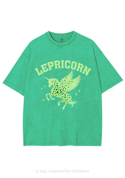 Lepricorn Unicorn St Patricks Y2K Shirts Washed Tee Cherrykitten