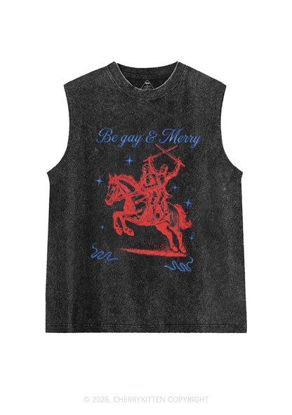 Be Gay Merry Pride Y2K Washed Muscle Tank Cherrykitten