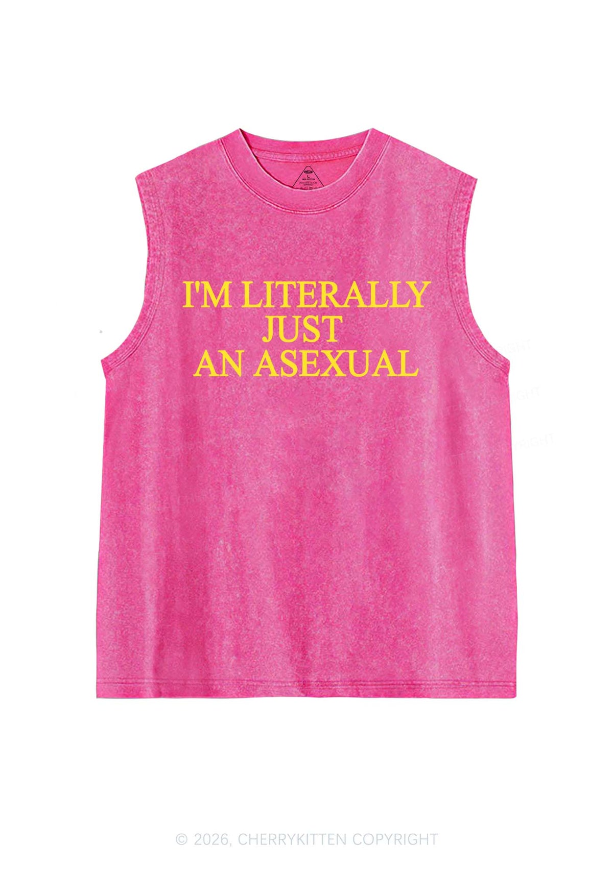 Im Literally Just An Asexual Pride Y2K Washed Muscle Tank Cherrykitten