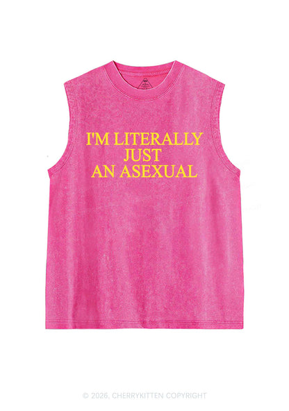 Im Literally Just An Asexual Pride Y2K Washed Muscle Tank Cherrykitten