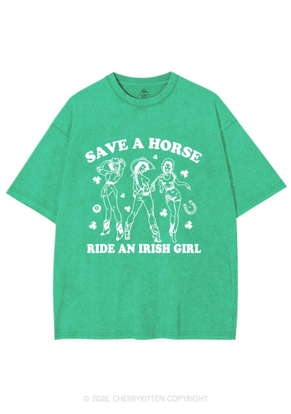 Ride An Irish Girl St Patricks Y2K Shirts Washed Tee Cherrykitten