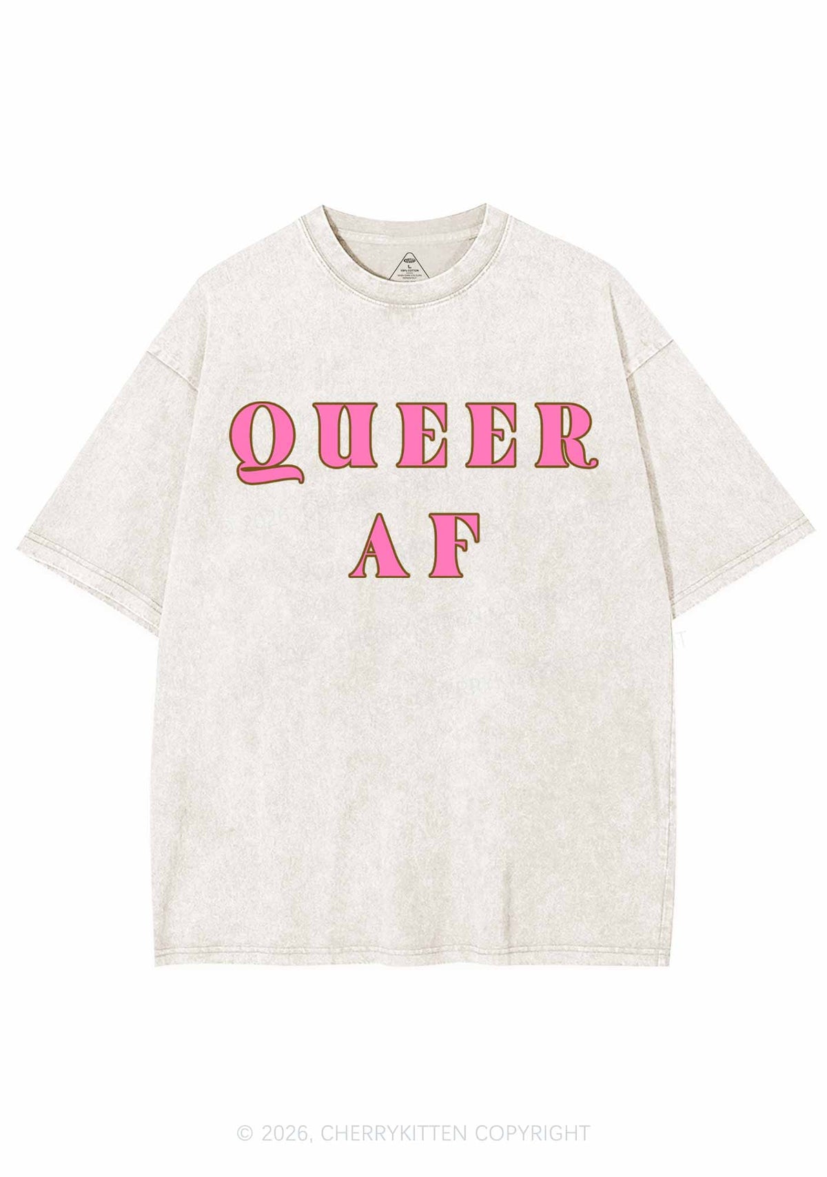 Queer AF Pride Y2K Shirts Washed Tee Cherrykitten