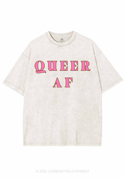 Queer AF Pride Y2K Shirts Washed Tee Cherrykitten