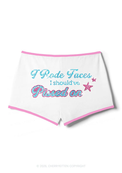 Rhinestone I Rode Faces Y2K Booty Shorts Cherrykitten