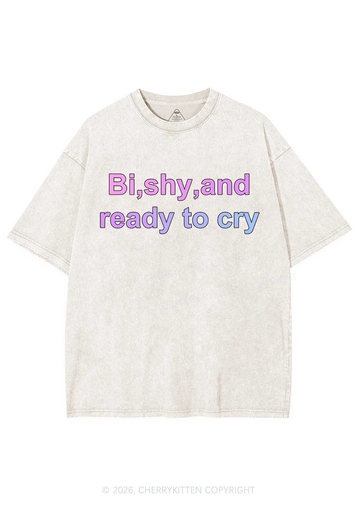 Bi Shy And Ready To Cry Pride Y2K Shirts Washed Tee Cherrykitten