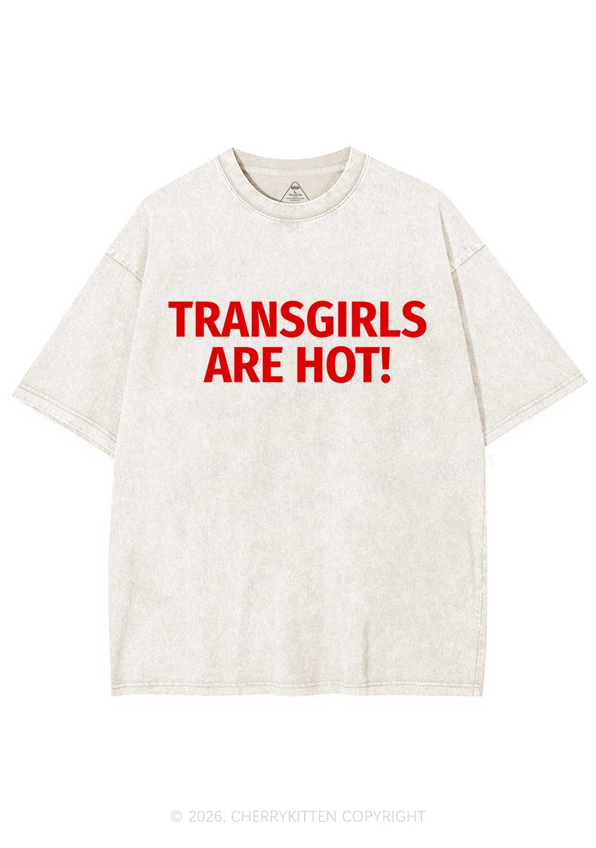 Transgirls Are Hot Pride Y2K Shirts Washed Tee Cherrykitten