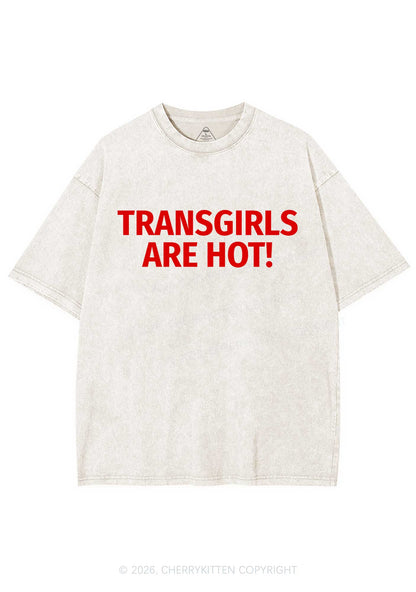 Transgirls Are Hot Pride Y2K Shirts Washed Tee Cherrykitten