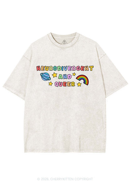 Neurodivergent And Queer Y2K Shirts Washed Tee Cherrykitten