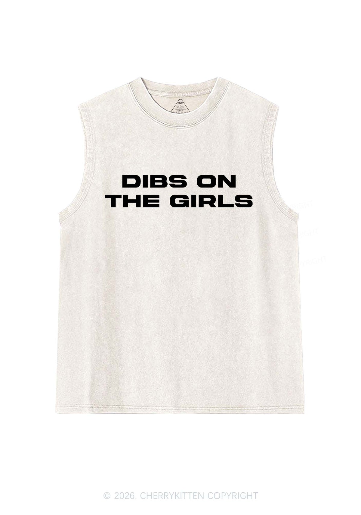 Dibs On The Girls Pride Y2K Washed Muscle Tank Cherrykitten