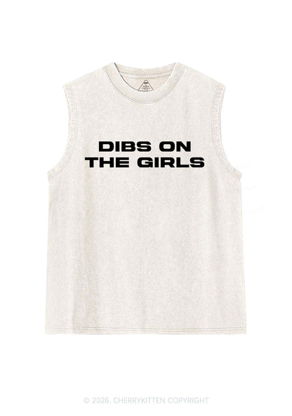 Dibs On The Girls Pride Y2K Washed Muscle Tank Cherrykitten