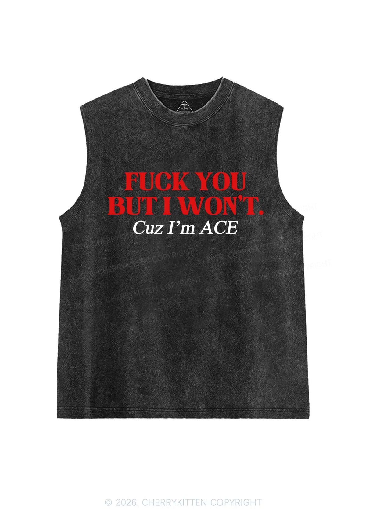 Fxxk You Cuz Im Ace Pride Y2K Washed Muscle Tank Cherrykitten