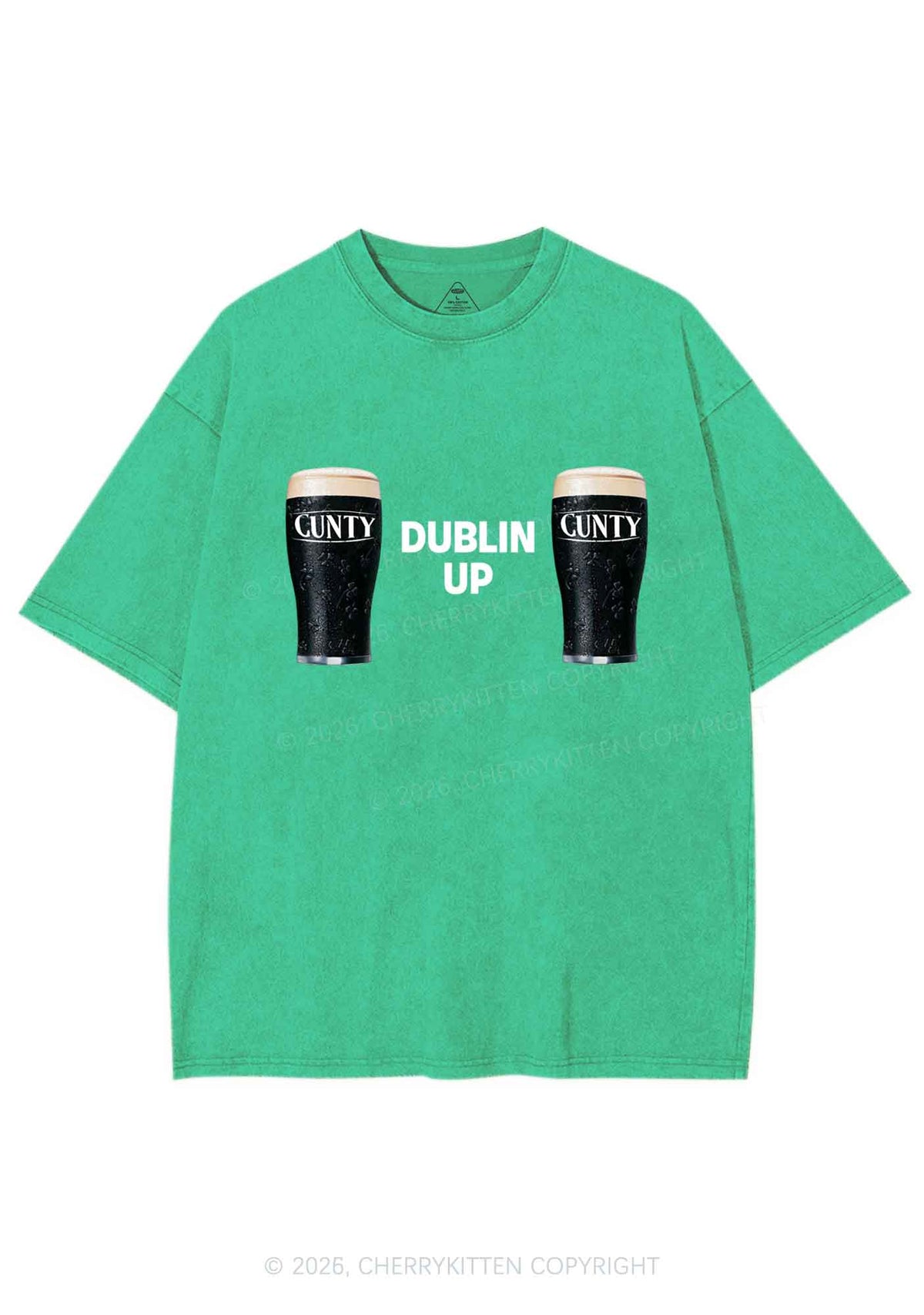 Dublin Up St Patricks Y2K Shirts Washed Tee Cherrykitten