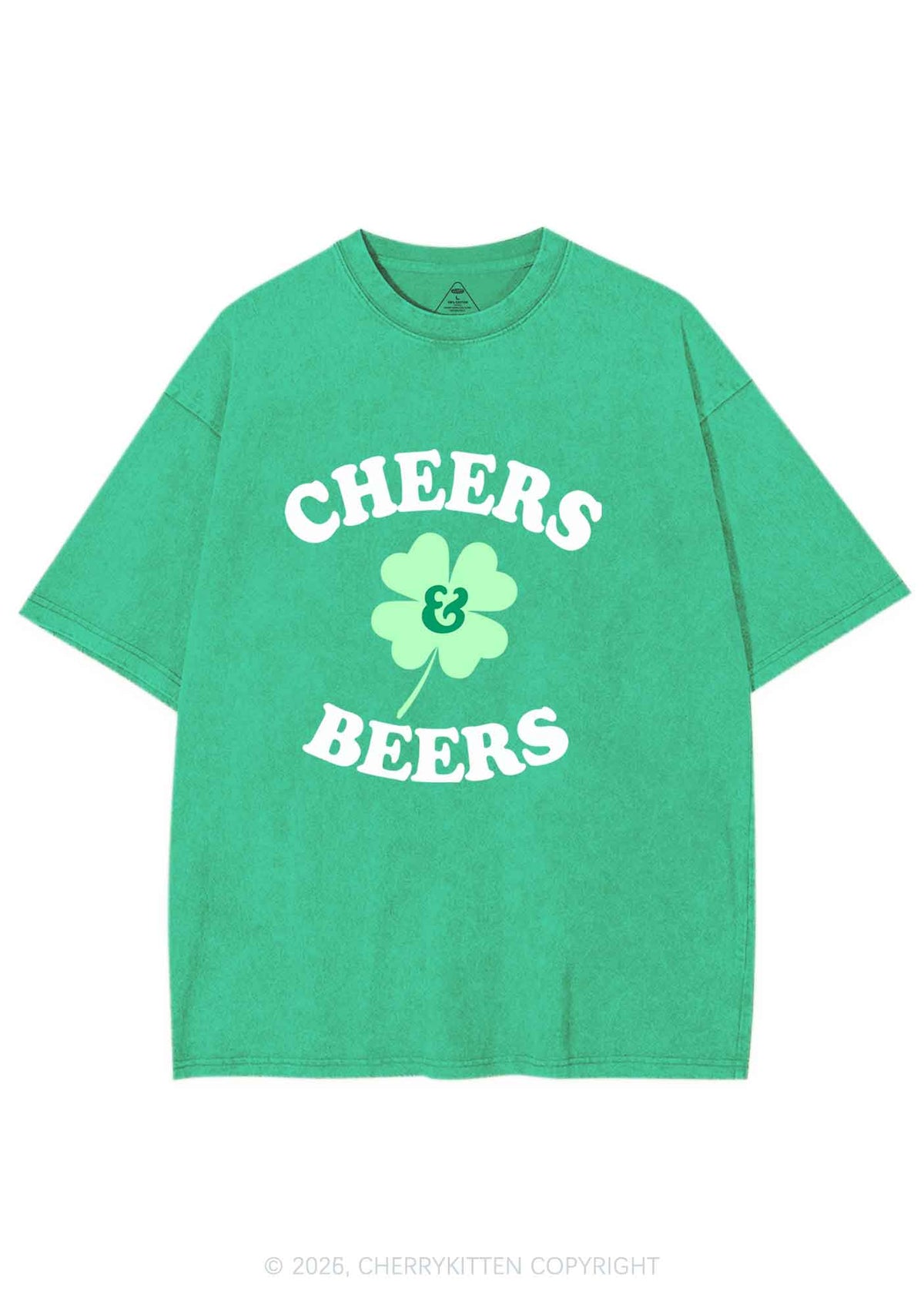 Cheers And Beers St Patricks Y2K Shirts Washed Tee Cherrykitten