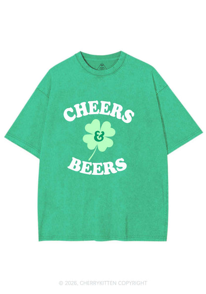 Cheers And Beers St Patricks Y2K Shirts Washed Tee Cherrykitten