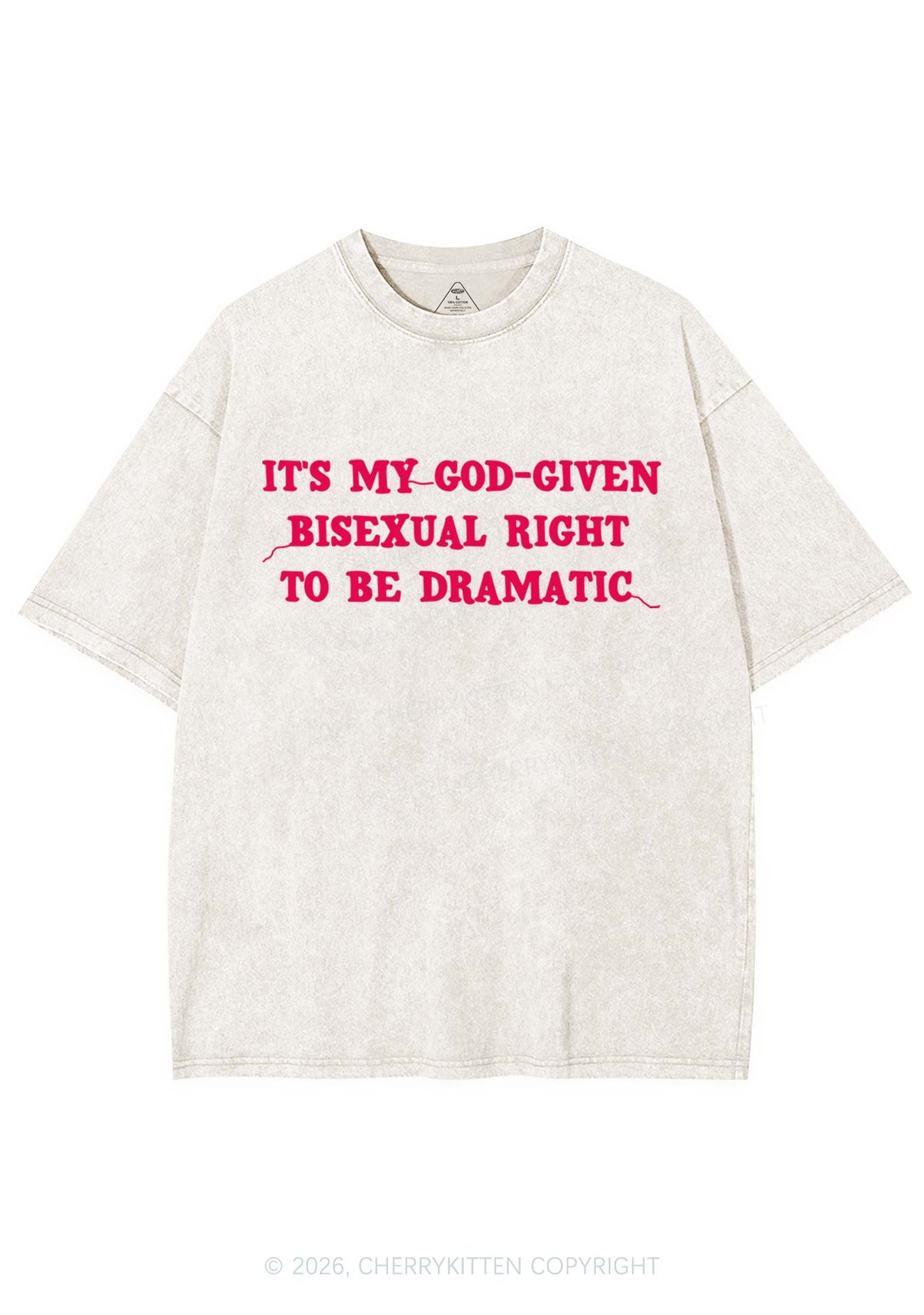 God Given Bisexual Right Pride Y2K Shirts Washed Tee Cherrykitten