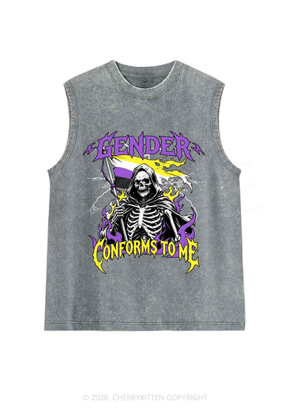 Gender Conforms To Me Pride Y2K Washed Muscle Tank Cherrykitten