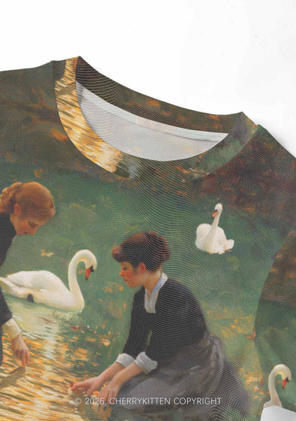 Swan Lake Girls Pride Y2K Mesh Crop Top Cherrykitten